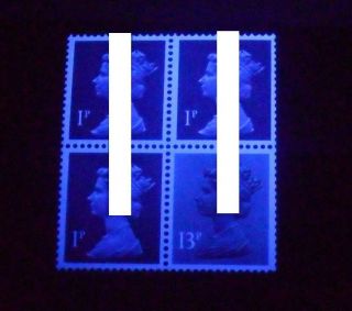 rare Machin error very short PHOSPHOR bsnd on 1p & 13p booklet stamps 2