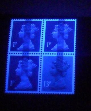 rare Machin error very short PHOSPHOR bsnd on 1p & 13p booklet stamps 4