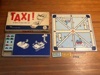 Vtg 1960 Rare Taxi Traffic Selchow & Righter Drive Please Police Board Game