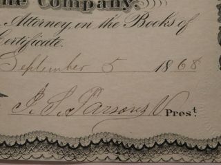 RARE 1868 Florence Sewing Machine Company Capital Stock Certificate Springfield 4
