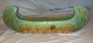 Rare Camark Pottery Canoe Green Drip Glaze Over Orange / Pumpkin Arkansas