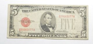 Crisp - 1928 - C $5.  00 Red Seal Us Note - Rare 552