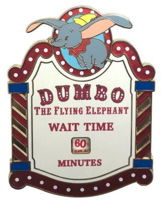2009 Disney Wait Time Sign Hkdl Dumbo The Flying Elephant Le - 300 Pin Rare W1