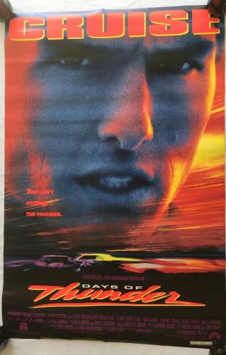 Rare.  Vintage Days Of Thunder Movie Poster Tom Cruise 21x32 " Nascar 90s (1990)