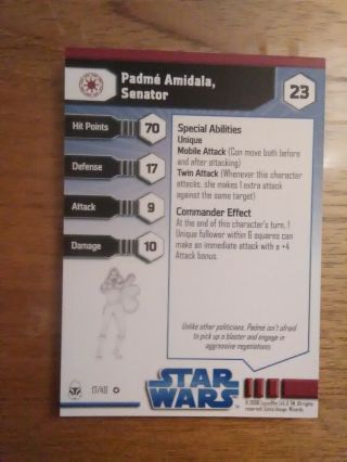 Star Wars Miniatures Clone Wars 17 Padme Amidala Senator Very Rare
