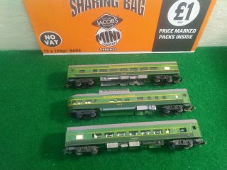 Triang Oo/ho Tc Rare Green Transcontinental Dinner Observation Passenger Coaches