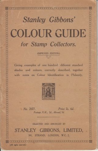 Rare Old Stanley Gibbons Colour Guide With Some Ageing - See Scans
