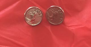 RARE - (2) COLT SILVER REPLACEMENT GRIP MEDALLIONS COMPATIBLE W/ ALL COLT GRIPS 3