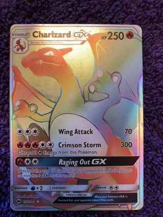 Charizard - Gx Pokemon 150/147 Secret Rare Rainbow Played