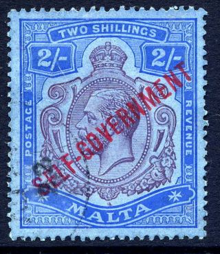 Malta 1922 Self - Government Rare Crown Ca 2/ - Fine Cds.  Stanley Gibbons 111.