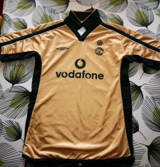 Manchester United Centenary Gold/white Shirt 1902 - 2002 Very Rare Size Large Boy
