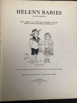 Rare HTF Vintage Book Helen ' s Babies (copyright 1881) John Habberton 1900 Look 4