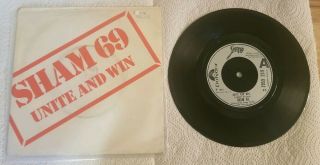 Sham 69 Unite And Win 7 Inch Vinyl Record 45 Punk Rare