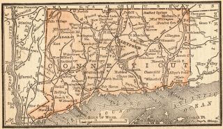 1888 Antique Connecticut Map Rare Miniature Vintage Map Of Connecticut 6609