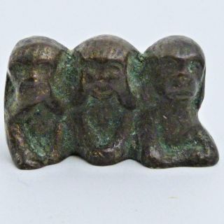Rare Japanese Miniature Bronze Monkey Group Edo Period