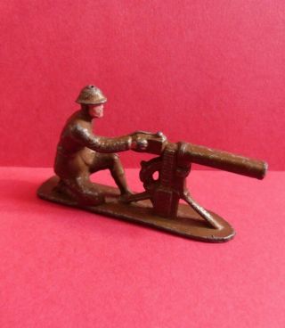 Vintage Johillco John Hill Co Ww2 Khaki Machine Gunner Lead Toy Soldier Rare