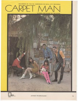 Sheet Music: " Carpet Man " The 5th Dimension - Jim Webb Rare 1967 R&b