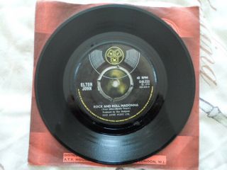 Elton John Mega Rare Uk 7 " Single " Rock And Roll Madonna " Djs 222
