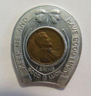 1942 Archies Lucky Piece Keewanee Good Luck Lincoln Penny Souvenir Charm Rare