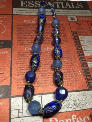 Rare Coro Lampwork Blue Glass Necklace