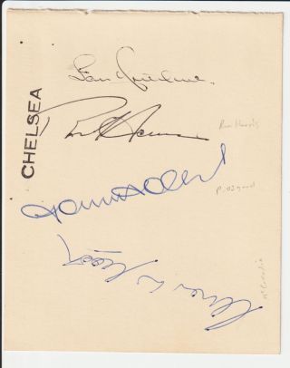 Chelsea Fc - C.  1972 - 5 Old Players - Signed Page - Rare