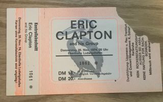 Rare Eric Clapton Cream Nov 28 1974 Frankfurt Show Phora Ticket Stub