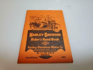 1929 Harley Davidson Motorcycle Riders Hand Book Revised 1938 Rare