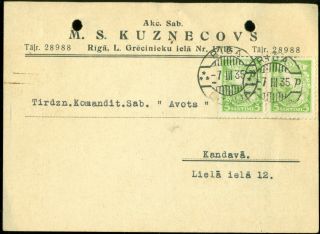 Latvia Commercial Postal Card M.  S.  Kuznetsov Porcelain Factory In Riga 1935 Rare