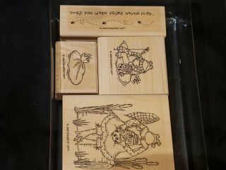 Stampin Up Frogs And Flies Set Of 4 Rubber Stamps.  Very Rare
