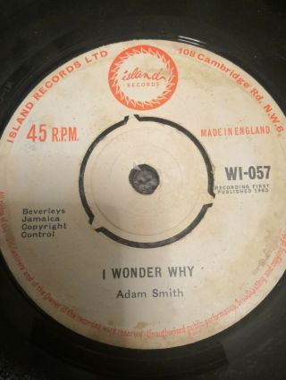 Adam Smith I Wonder Why Rare Reggae Ska 45