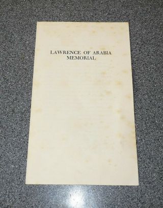 Lawrence Of Arabia Memorial Leaflet 1930s - Winston Churchill Rare