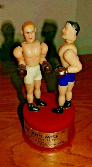 Vintage Kohner Bros.  Rare Hit N Miss Push Button Puppet Boxing Boxer