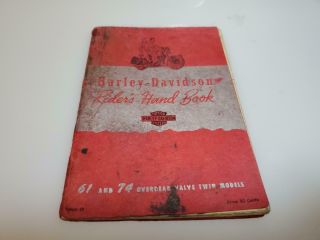 1950 Harley Davidson Motorcycle Riders Hand Book Revised 1956 Rare