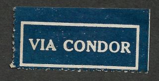 Brazil South America 1934 Via Condor Airmail Label - Rare