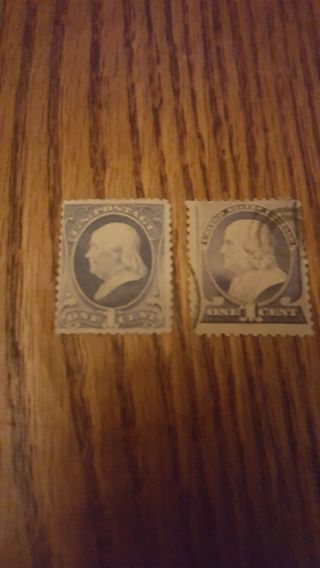 Benjamin Franklin One Cent Stamps Blue And Aquamarine Very Old Rare Unchecked