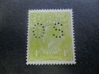 Kgv Stamps: 4d Olive Perf Os - Rare (g5)