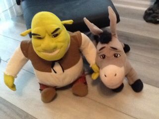 Rare Shrek 2 Jumbo Plush 26 " Stuffed Ogre,  Jumbo Donkey Dreamworks