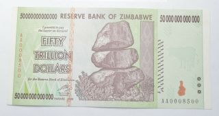Rare 2008 50 Trillion Dollar - Zimbabwe - Uncirculated Note - 100 Series 716
