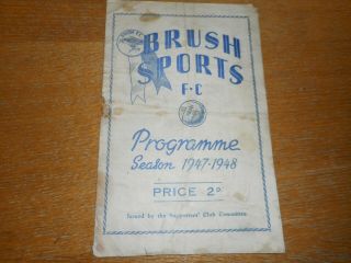 Brush Sports (leicester Shire) V Bolsover (derby Shire) 1947/8 Oct 4 Rare