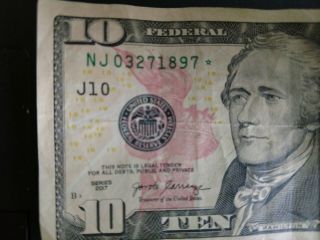 2017 Rare $10 Ten Dollar Star Note Small Run Size 128,  000 Circulated