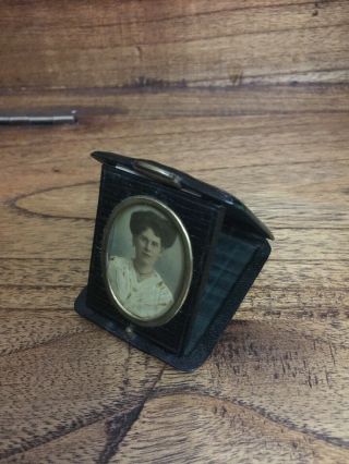 Rare Antique Victorian Silk Lined Leather Photo Frame