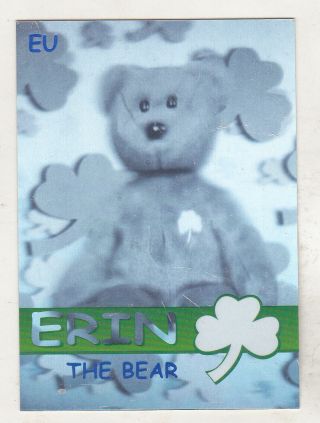 Ty Beanie Babies 1999 Bboc Card - Erin The Bear - Blue - Rare