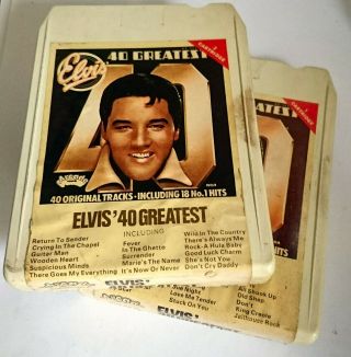 ⭐️rare 8 - Track / 8 Track Tape Cassette Elvis Pressley 40 Greatest Hits - 2 Tapes