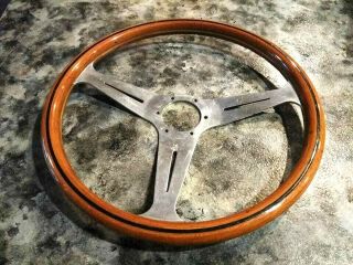 Nardi Classic Wood Steering Wheel Polished Spoke 36.  5cm (14.  3inch) Rare