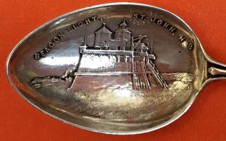 Rare Beacon Light St.  John’s Canada Sterling Silver & Enamel Souvenir Spoon