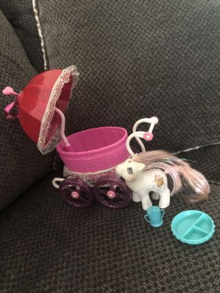 Rare G1 My Little Pony Baby Princess Sparkle Magenta Symbols Buggy Teal Plate