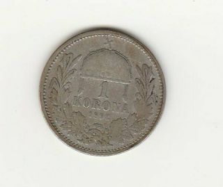 Hungary 1 Korona 1892 Kb / Rare Date / Silver Coin