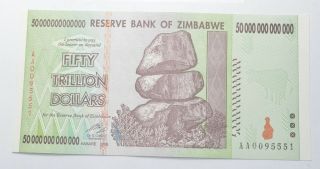Rare 2008 50 Trillion Dollar - Zimbabwe - Uncirculated Note - 100 Series 711