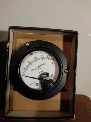 Vintage NOS Simpson Panel Meter Tester Milliamperes 0 - 3 Direct Current Rare 1502 2