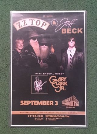 Zz Top - Jeff Beck Promo Poster 11x17 September 3,  2014 Merriweather Post Rare